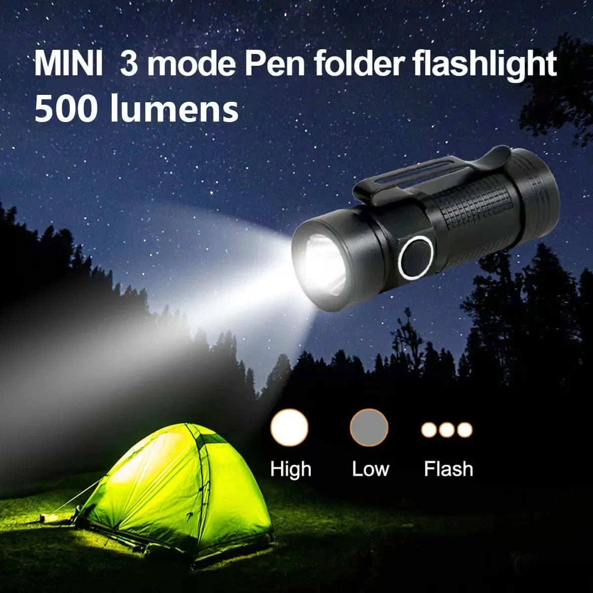 Tactical LED Flashlight Set - 3PCS Anti-Shock Outdoor Camping Helmet Light for Hunting & Emergency Use