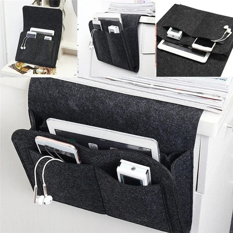 Felt Bedside Storage Organizer — Anti-Slip Hanging Pouch for Bed & Sofa