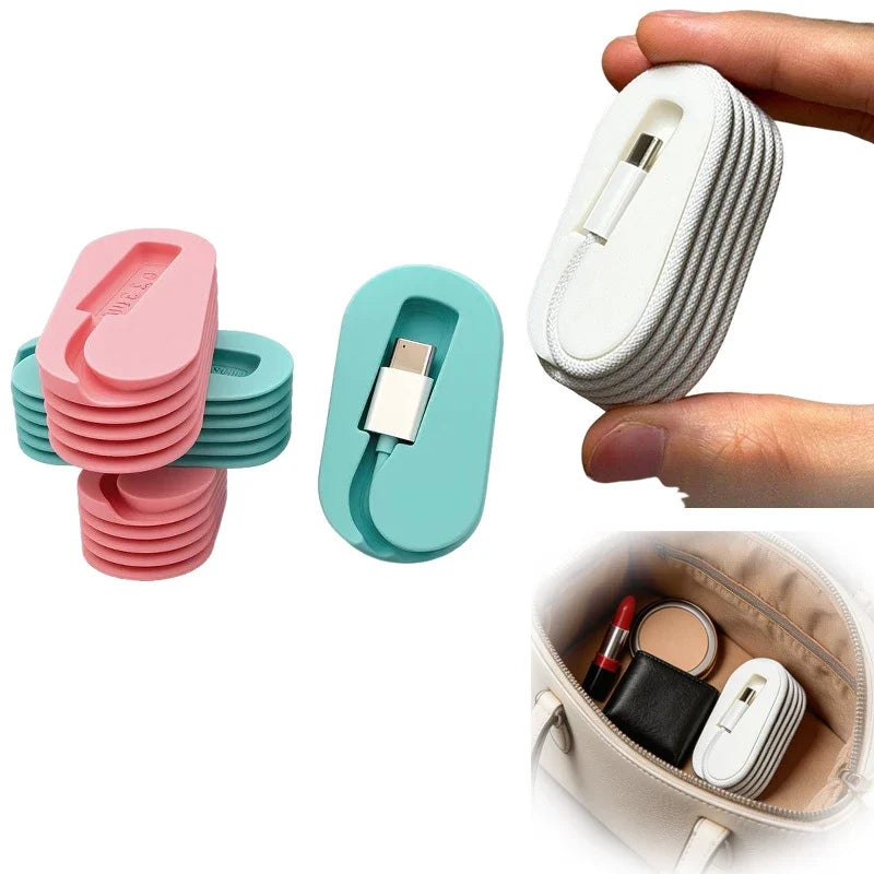 2-Piece Portable Cable Organizer - Anti-Tangle Cord Winders for iPhone, Travel & Desktop Use