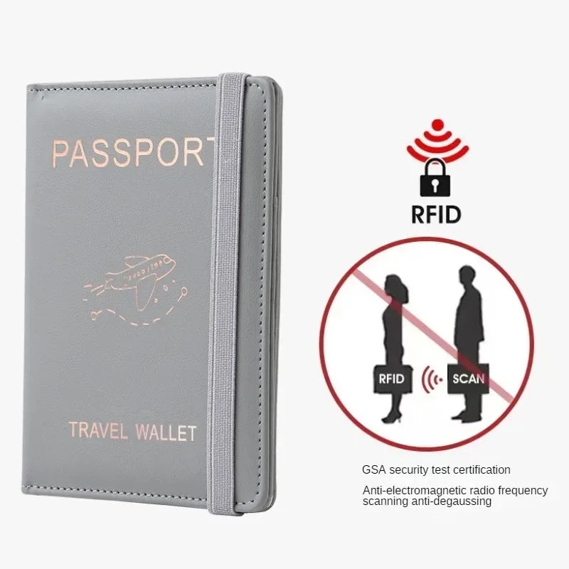 RFID Leather Passport Wallet - Vintage Multi-Function Travel Holder for Men & Women ID Bank Cards Business Accessories