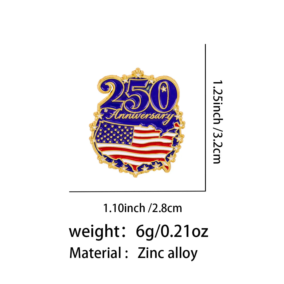 2026 USA 250th Anniversary Pin - Patriotic Enamel Brooch Jewelry Gift for Men and Women Independence Day Celebration