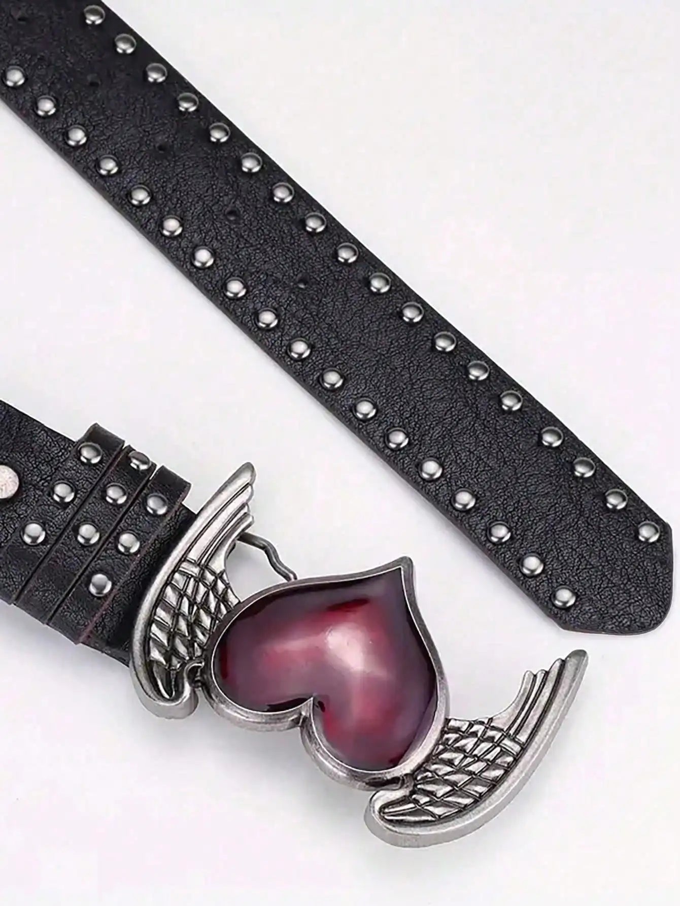 Rose Heart Leather Belt - Y2K Punk Gothic Rivet Rock Hip-Hop Fashion Accessory