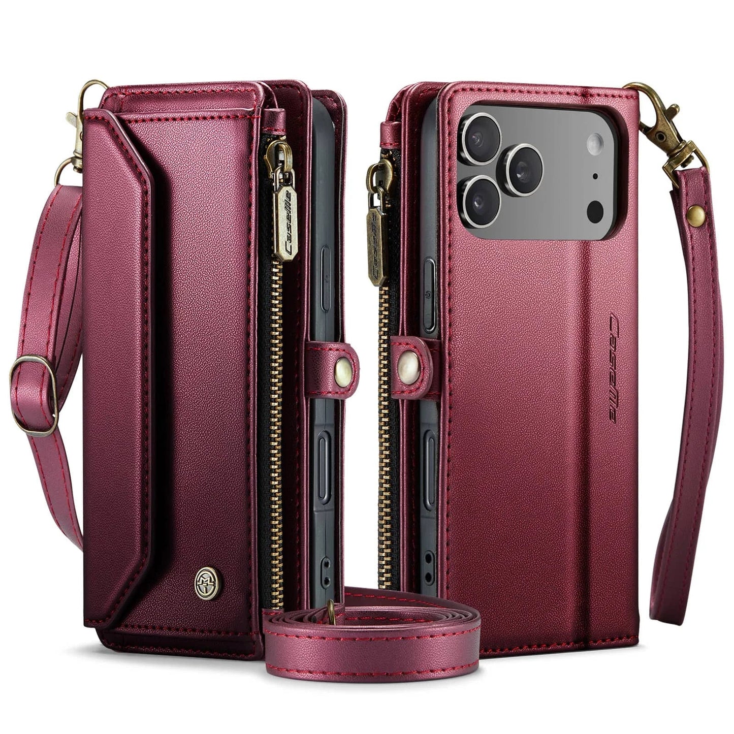 RFID Blocking Crossbody Wallet Case for iPhone 17 Pro Max & Air, PU Leather Card Holder with Strap