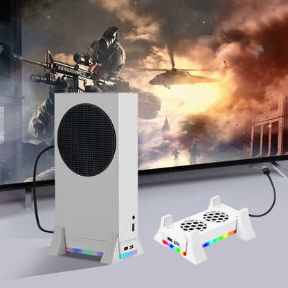 Vertical Stand for Xbox Series S – 3-Speed Cooling Fan with 2 USB Ports, Game Console Holder and Cooling Stand