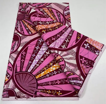 African Golden Glitter Wax Fabric - 6 Yards Ankara Batik Pagne Material for Sewing & Fashion Designs