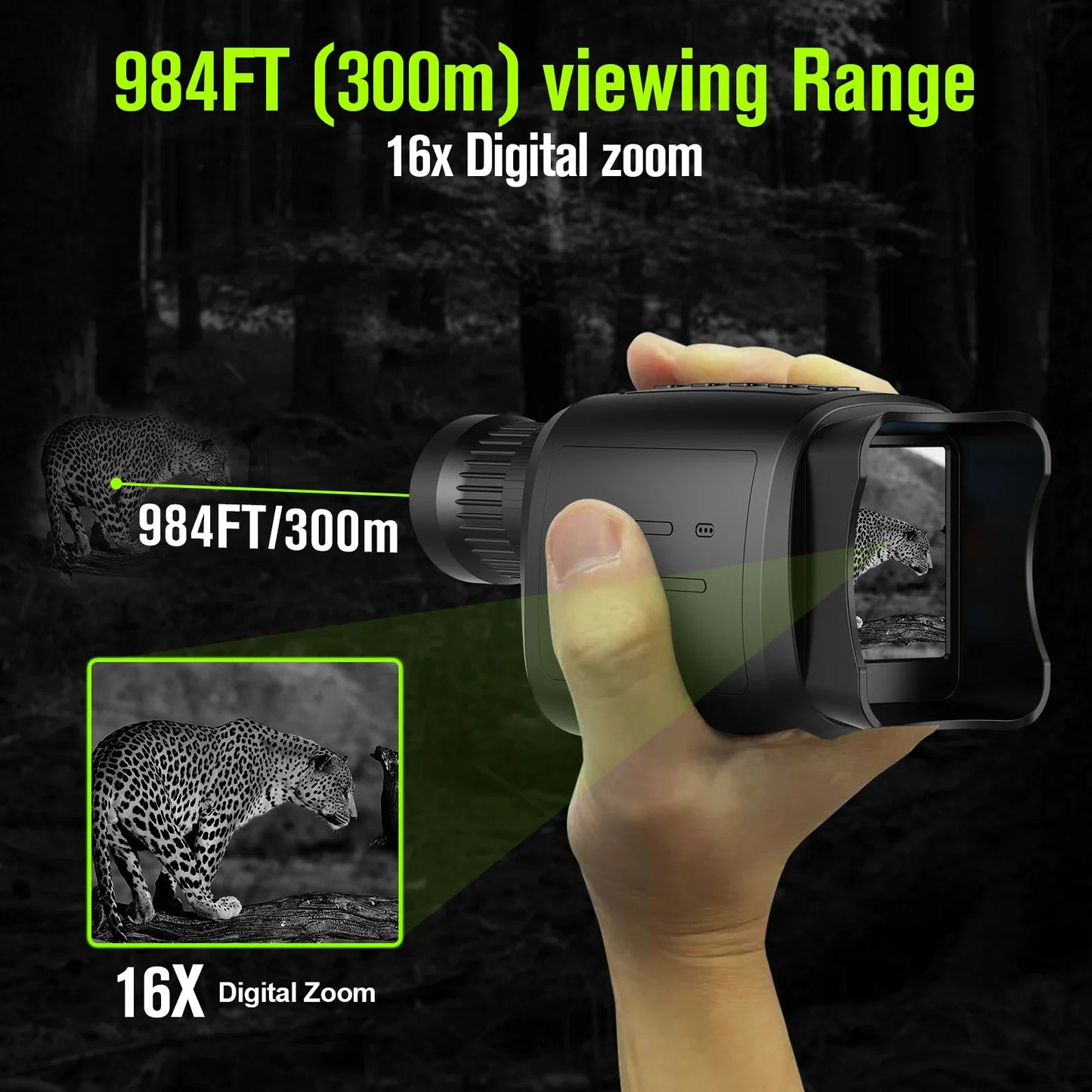 16X Night Vision Monocular - 1080P HD Infrared Digital Zoom Telescope for Outdoor Viewing