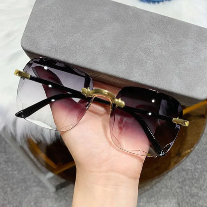 3PCS Rimless Square Sunglasses - Luxury Fashion UV400 Summer Shades for Women & Men