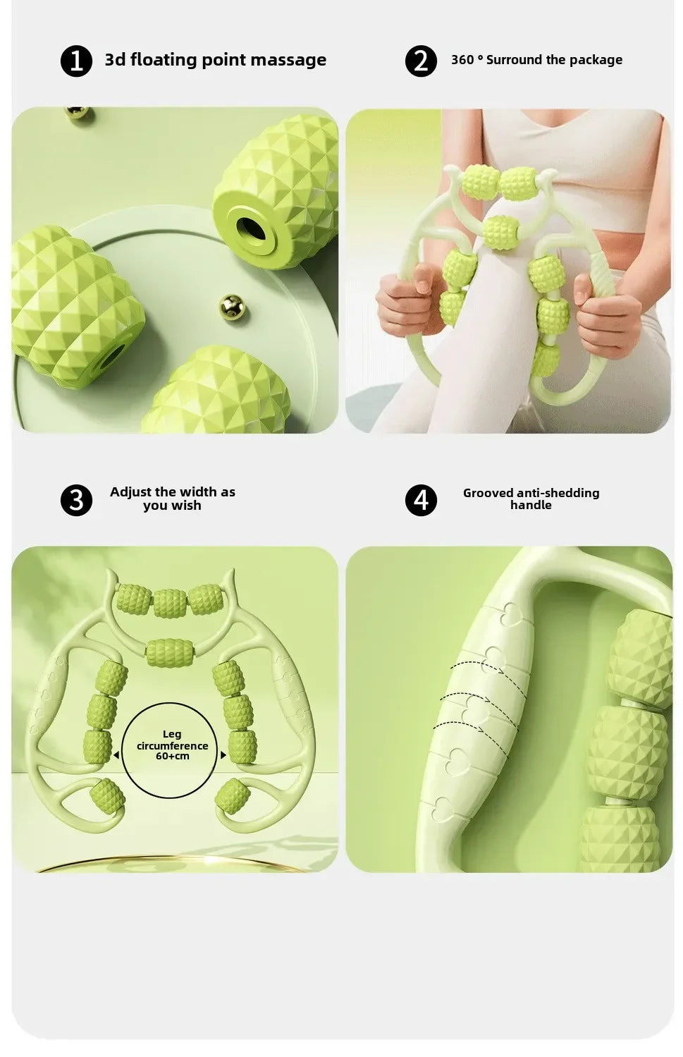 9/12/18-Round Circular Leg Massager – Muscle Stretching & Slimming Roller Clamp for Legs