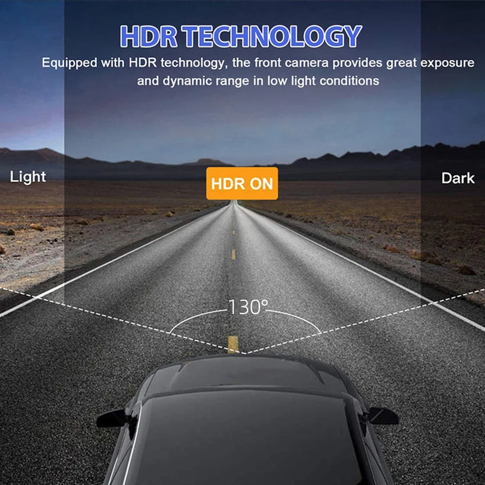 1080P 3-Channel Dash Cam - IR Night Vision, Loop Recording & 2-Inch IPS Screen DVR