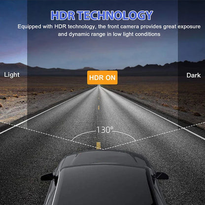 1080P 3-Channel Dash Cam - IR Night Vision, Loop Recording & 2-Inch IPS Screen DVR