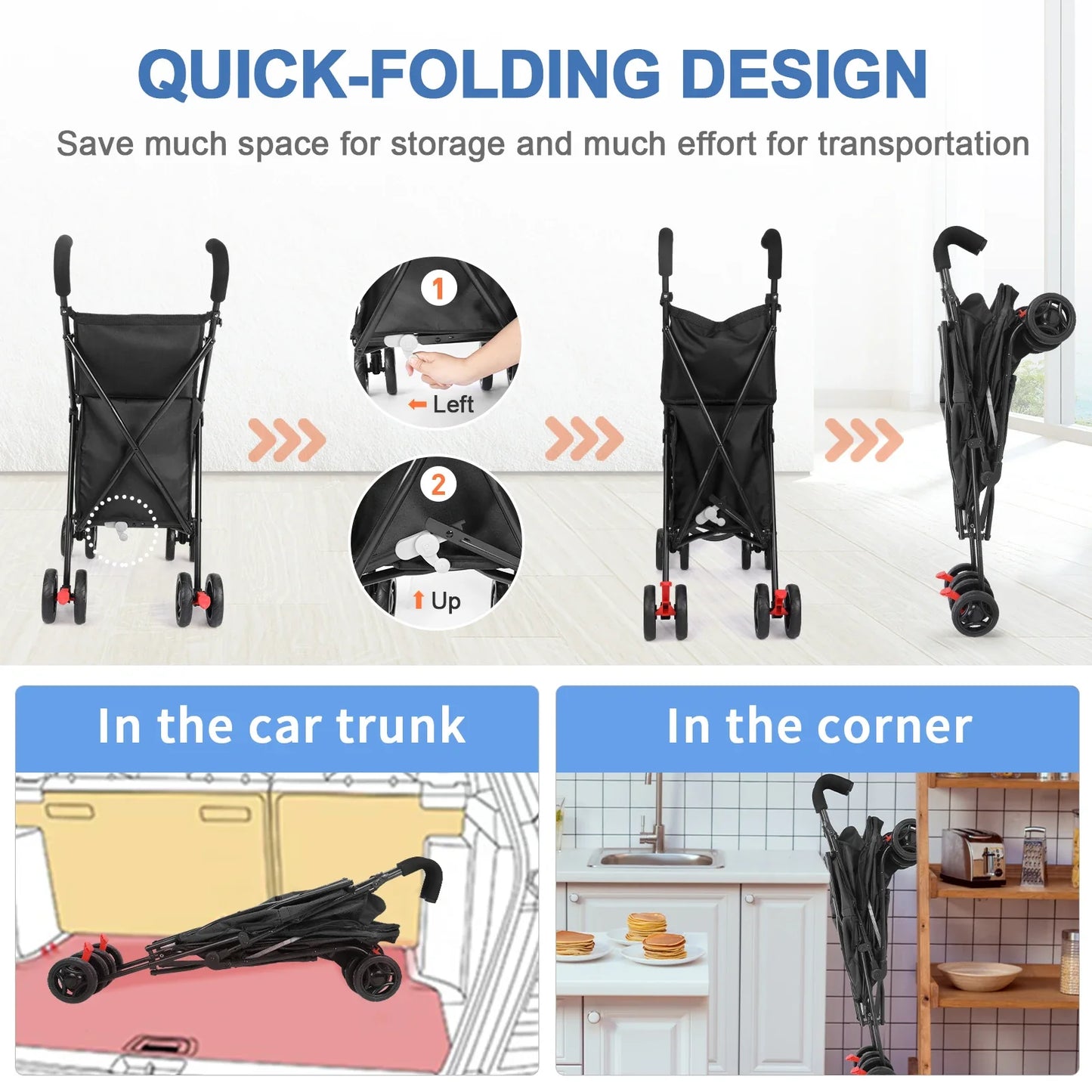 Foldable Utility Shopping Cart - Lightweight Portable Trolley for Market, Picnic & Pet Transport