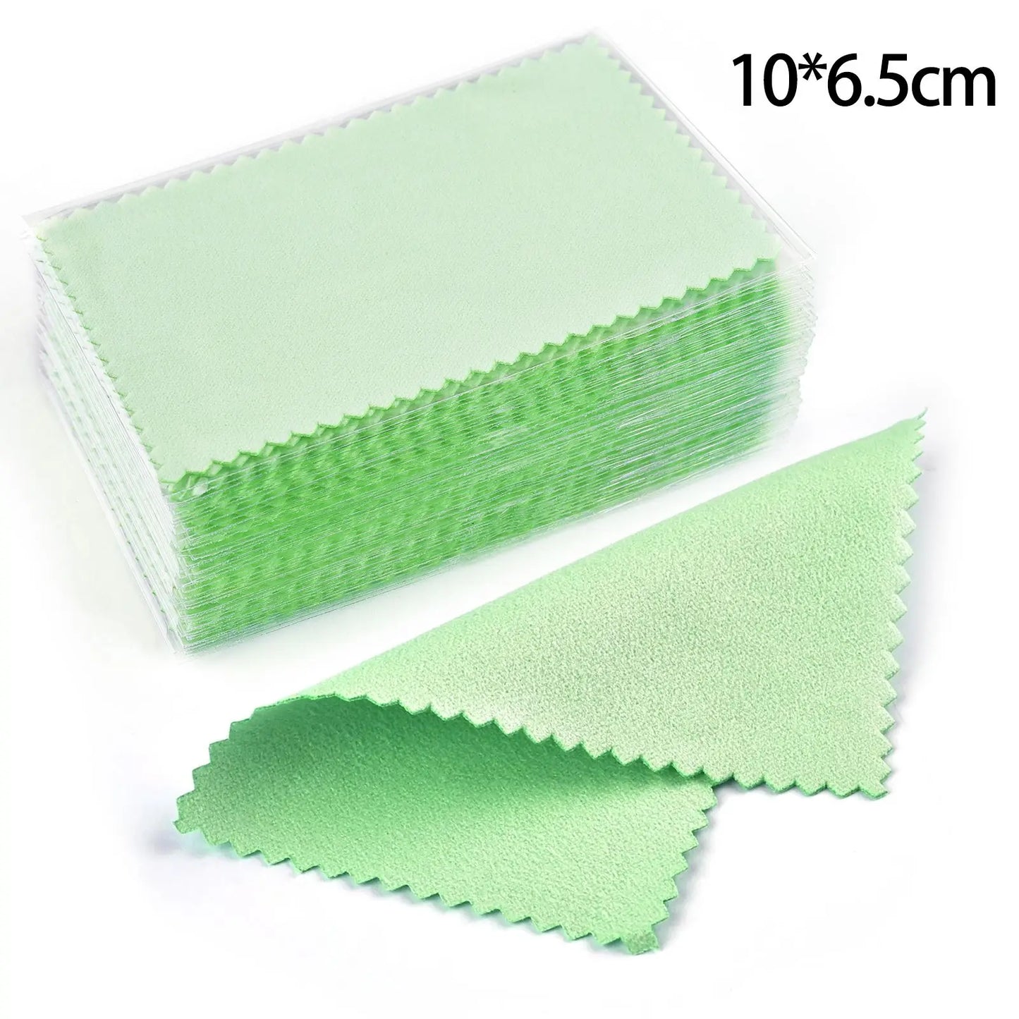 50pcs Silver Polishing Cloths 10x6.5cm & 8x8cm – Soft Cleaning Wipes for Necklaces, Rings & Jewelry Care