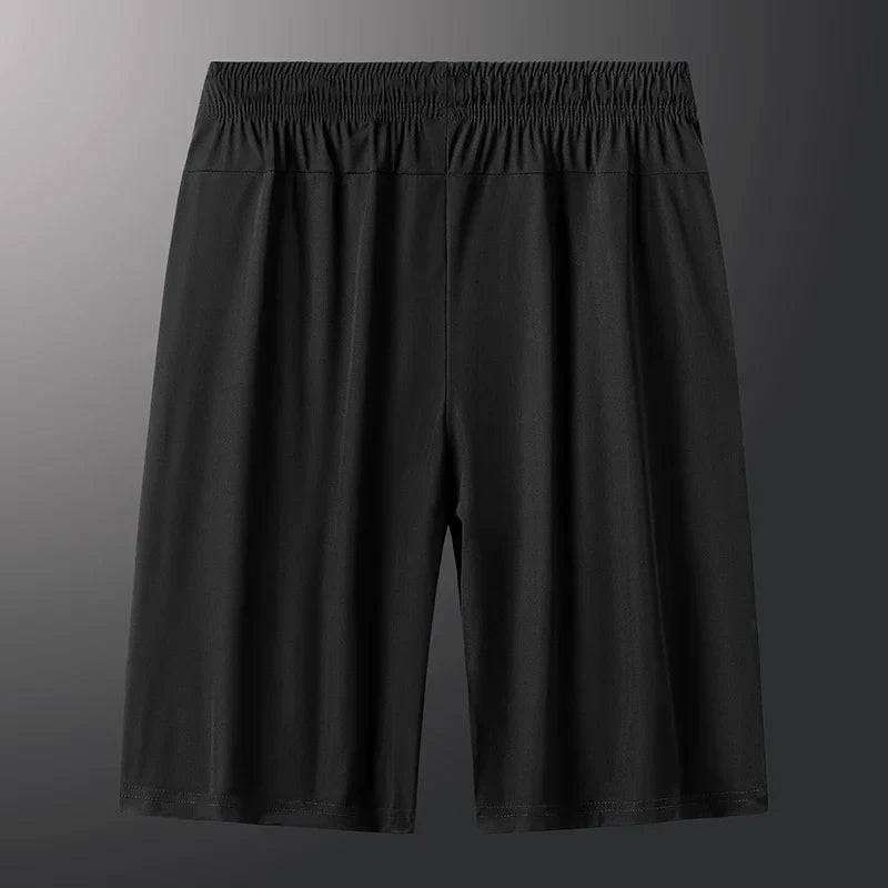 Men's Plus Size Casual Shorts – 6XL-7XL Stretchy Ice Silk Gym & Beach Shorts, Quick Dry & Breathable Summer Pants