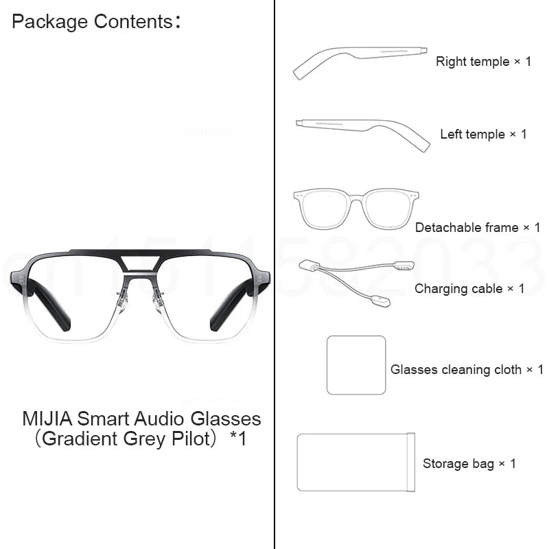 XIAOMI MIJIA Smart Audio Glasses Joyful Edition — Bluetooth 5.2, Detachable Headset, Long Standby, 2h Fast Charge, Anti-Leakage Sound