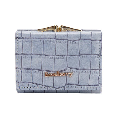 Baellerry Short Women’s Wallet — Crocodile Pattern Coin & Card Holder with Photo Slots, Hasp Purse for Girls