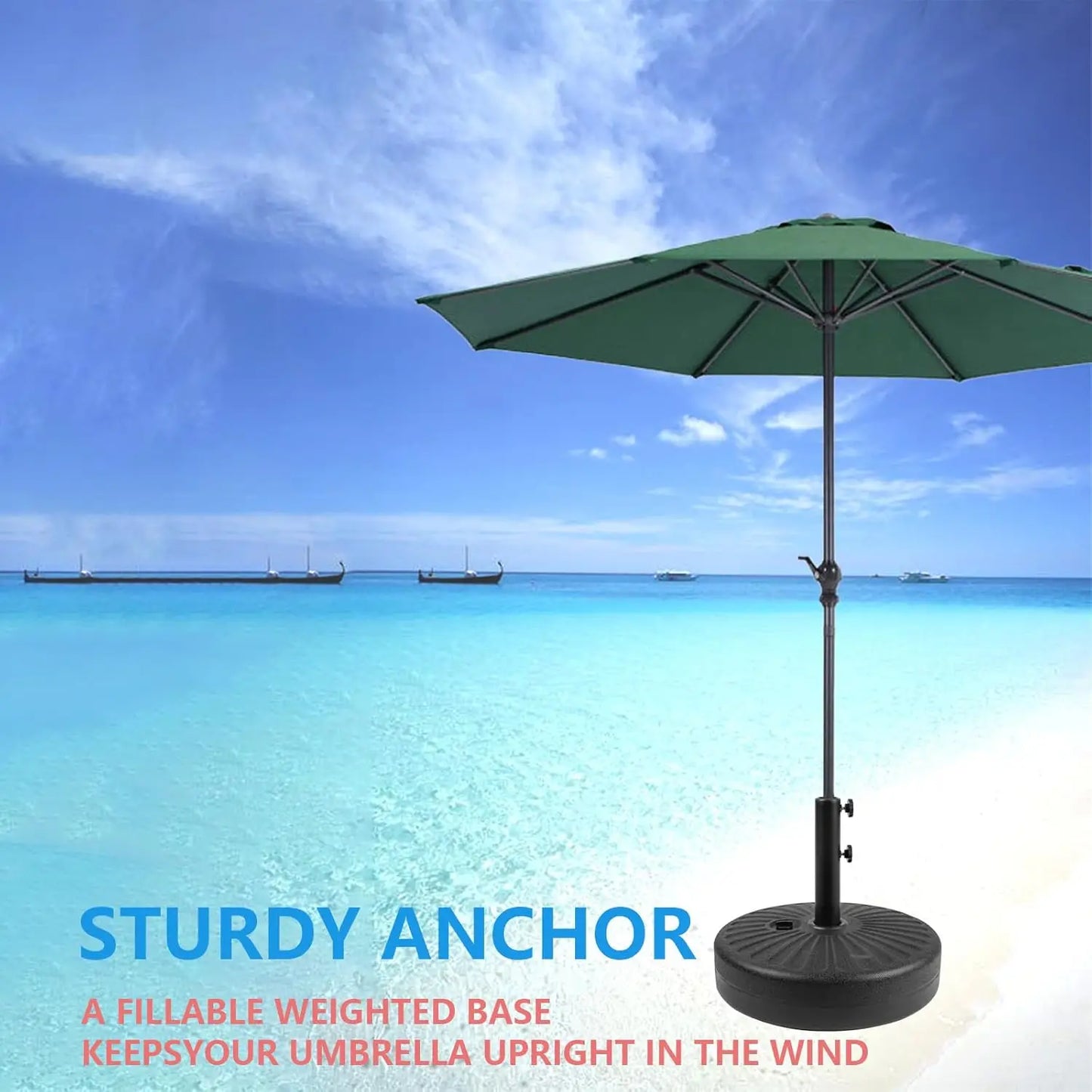 44BLS Weighted Outdoor Furniture Base - Adjustable Sand & Water Fillable Patio Umbrella Anchor Stand
