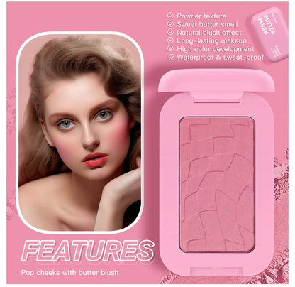 Professional Makeup Powder Blush - 12HR Wear, Vegan Formula, Pink Cream Blusher Palette for Face Cosmetics