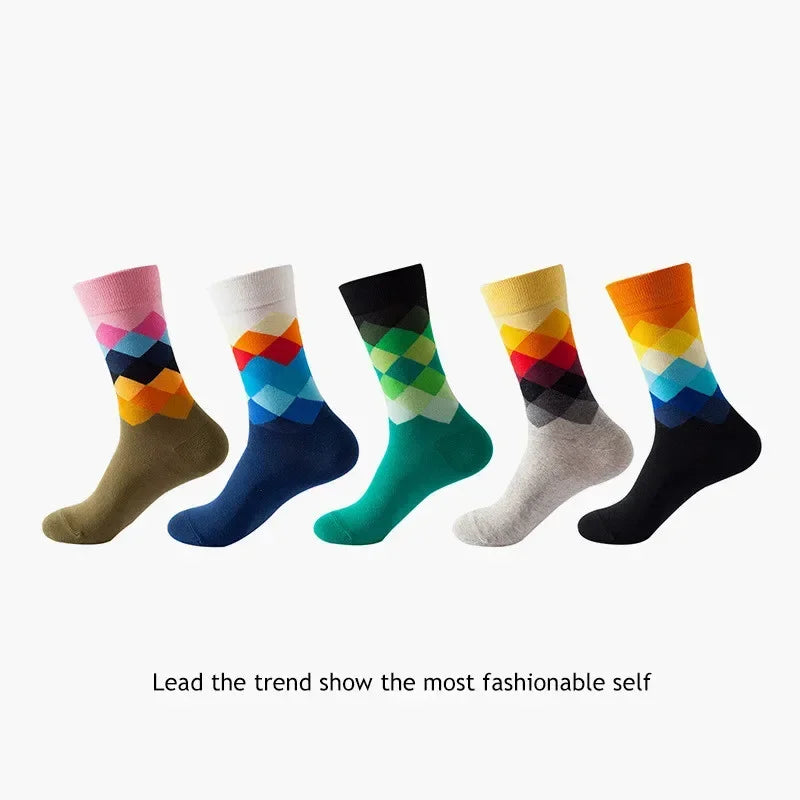 Men's Cotton Dress Socks 5-Pair Pack - Funny Casual Novelty Crew Socks Gift Set