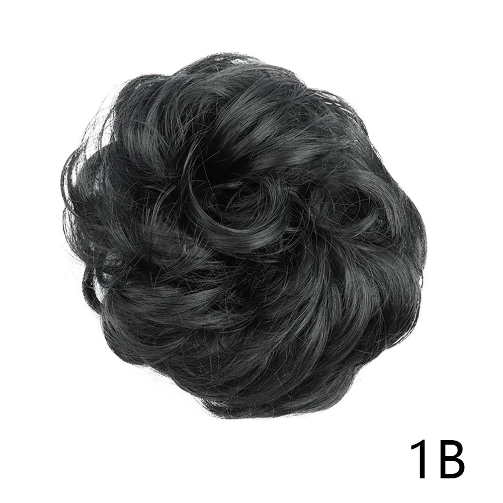 Synthetic Wavy Hair Bun Wig – Elastic Rubber Scrunchie Curly Ponytail Hair Extension for Ladies