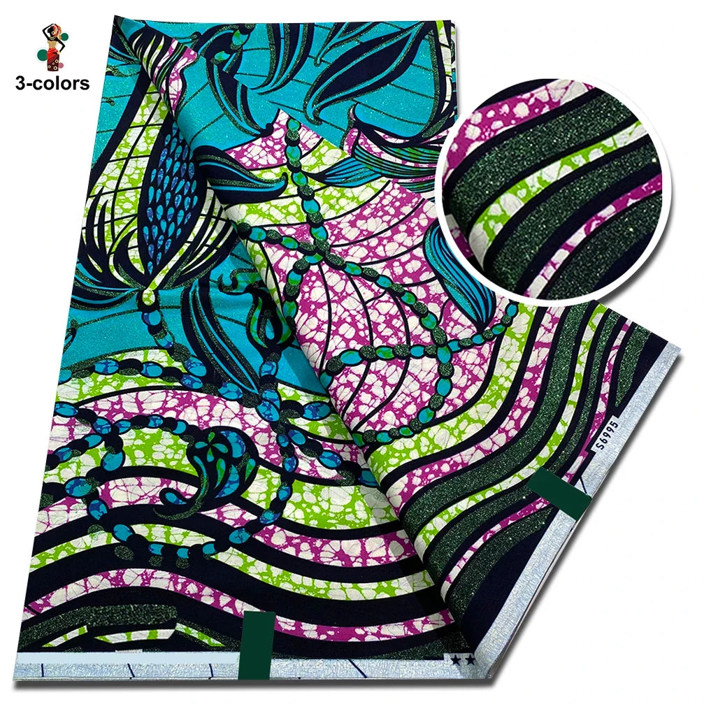 Super Glitter Golden Wax Fabric - Soft Cotton Ankara Batik with Flash Gold Print for Nigerian & African Fashion