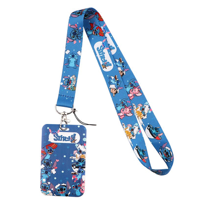 Cartoon Stitch Credential Holder Lanyard – Cute Neck Strap for Keychain, Pass & Credit Card Holder Accessories