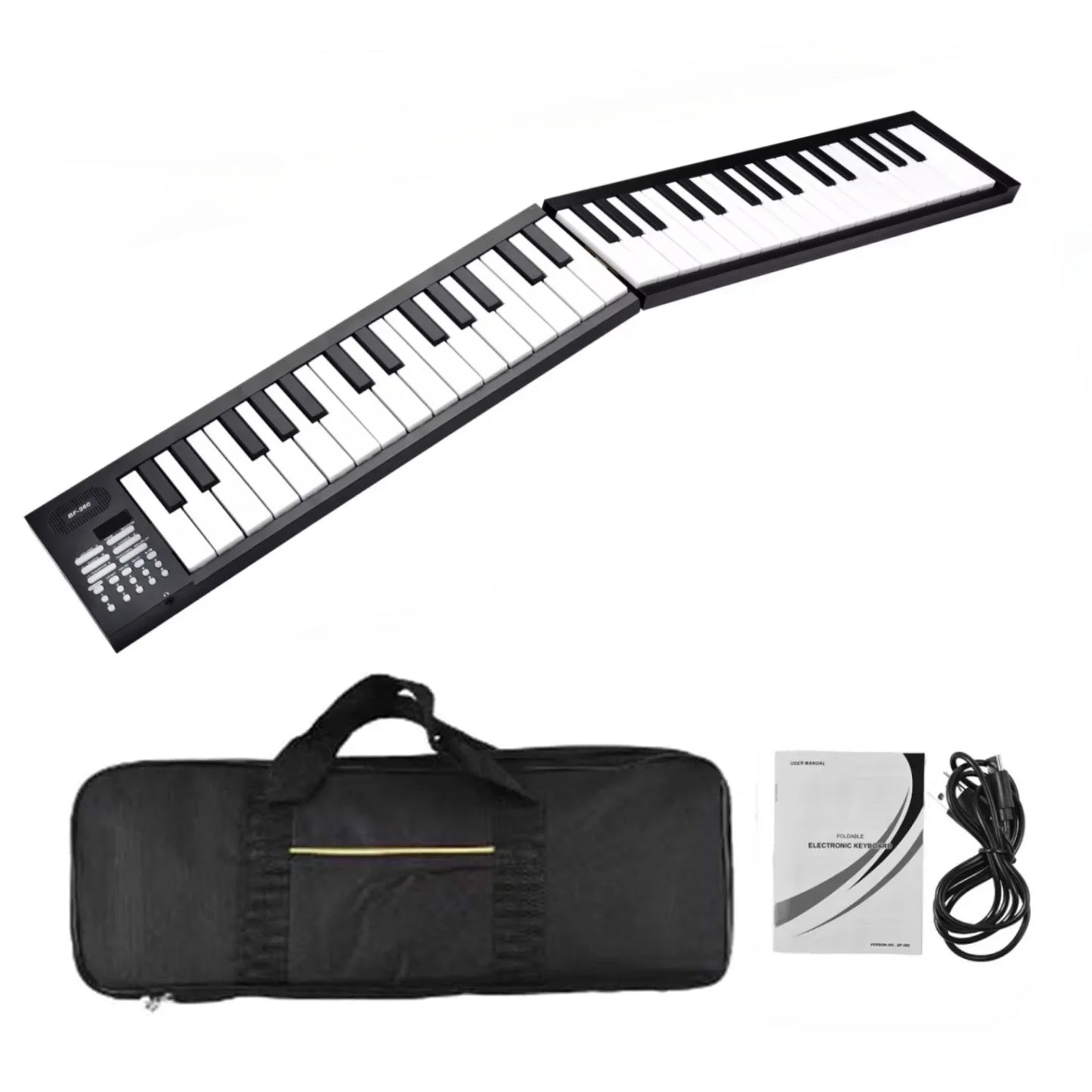 61 Key Foldable Electronic Piano - Portable Keyboard with LED Display, Built-In Battery & Musical Instrument Features