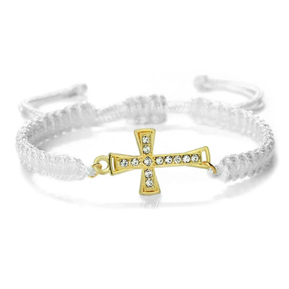 Red Crystal Cross Bracelet - Jesus Prayer Meditation Braided Healing Jewelry Gift for Couples