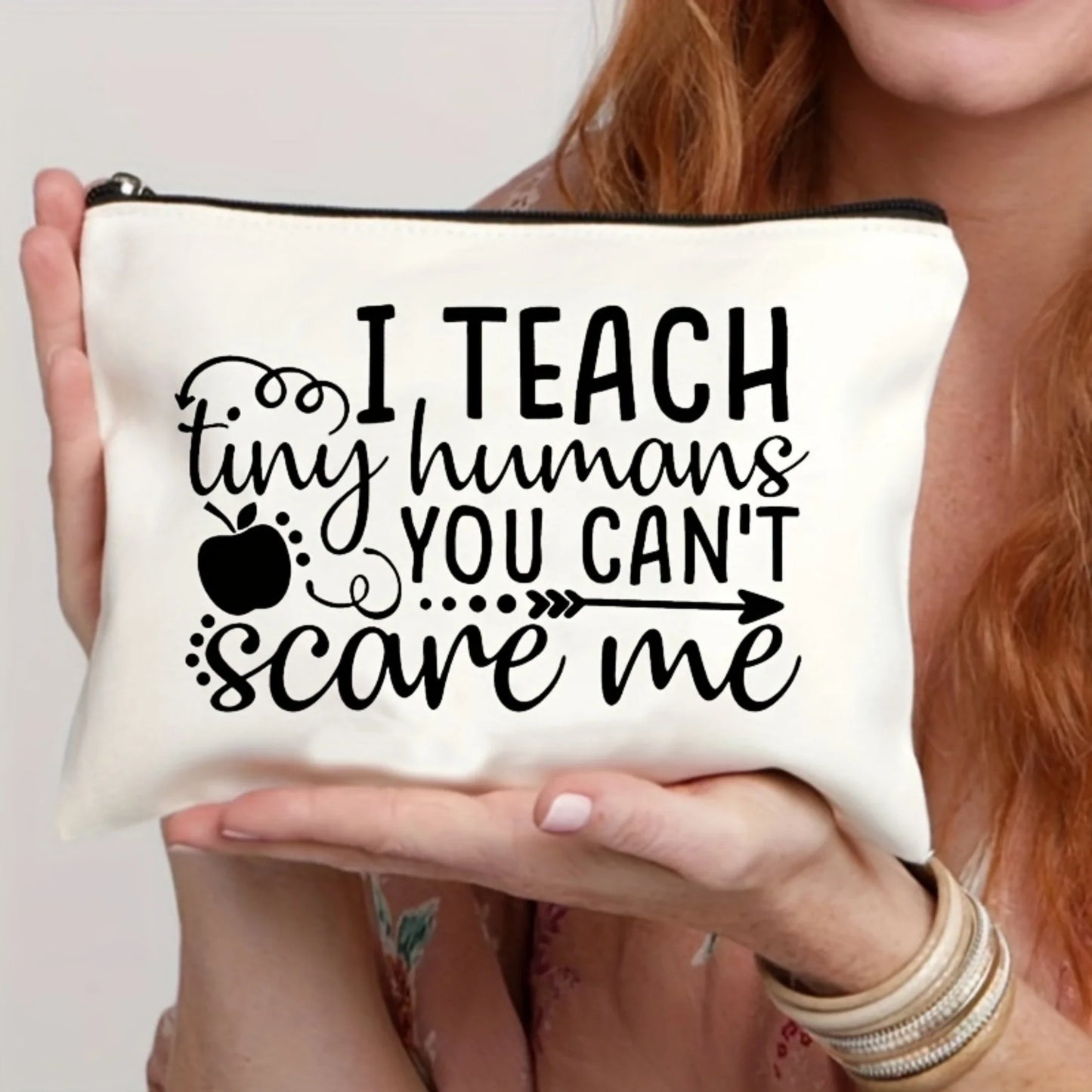 Chic Canvas Cosmetic Pouch – Durable Travel Makeup Organizer & Stylish Gift for Teachers