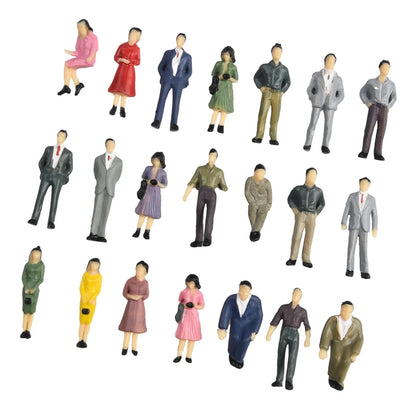 50pcs Miniature People Figures - 1:50 Scale Painted Plastic Passengers for Train Scenery & Model Building Decor