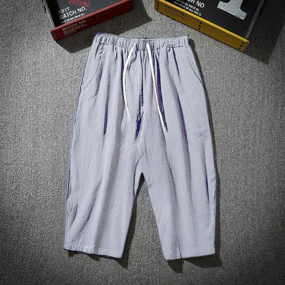 Men's Cotton Blend 3/4 Length Shorts - Casual Loose Fit Drawstring Summer Shorts with Pockets