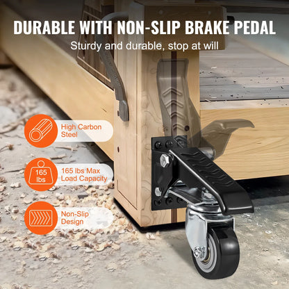 SucceBuy 4PCS Retractable Caster Wheels - 165lbs Heavy Duty 360° Swivel Workbench & Equipment Wheels