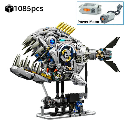Mechanical Sea Animal Building Blocks Toy – Whale Shark, Octopus, Piranha & Manta Ray with Motor and Lights for Kids