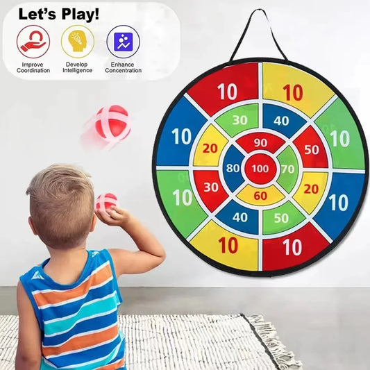 Kids Sticky Ball Dart Board Game - 74cm Interactive Educational Math Toy for Indoor & Outdoor Play
