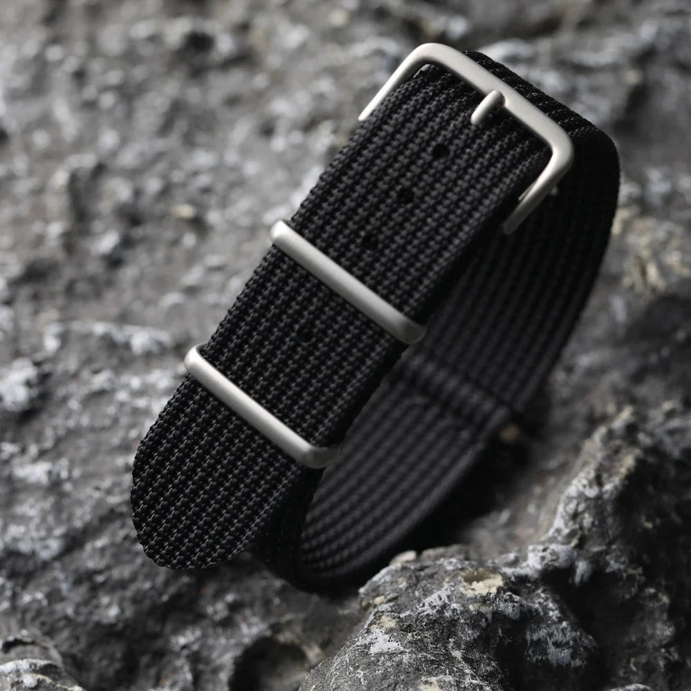 Ribbed Nylon Watch Strap - 18mm 20mm 22mm Military Style Replacement Watchband