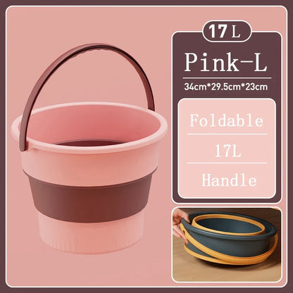 Portable Foldable Silicone Bucket - 5/10/17L Collapsible Basin for Camping, Laundry, Car Wash, Fishing & Household Use
