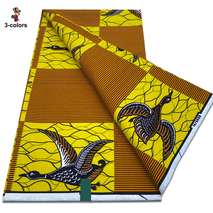 African Real Wax Print Fabric - 100% Cotton Soft Ankara Pagne Material for Dresses
