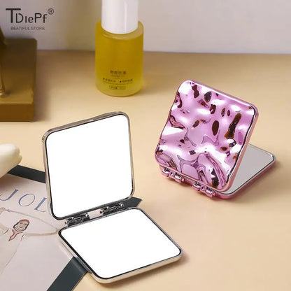 Foldable Mini Square Makeup Mirror - Double-Sided Compact Pocket Vanity Mirror