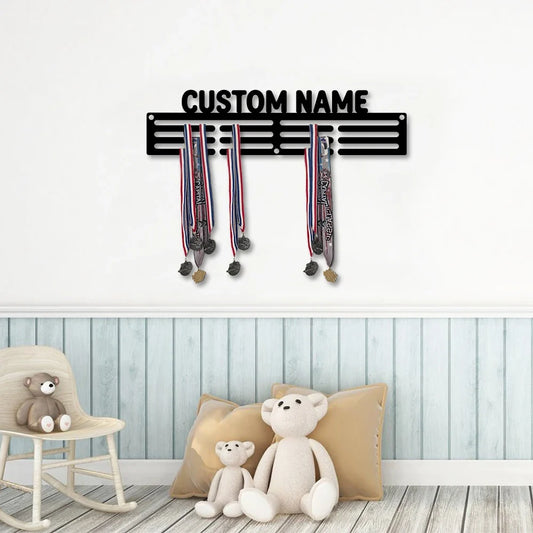 Customized Name Metal Hooks - Personalized Wall Hanger Rack for Medals Home Decor and Housewarming Gifts