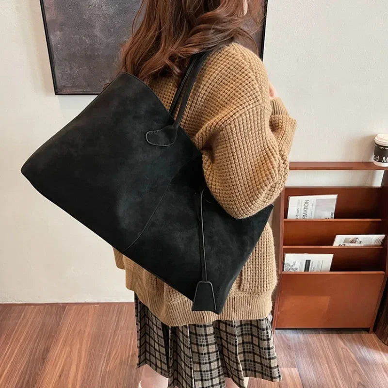 2025 Women’s Faux Suede Handbag – High-Quality, Versatile Large Capacity Shoulder Bag