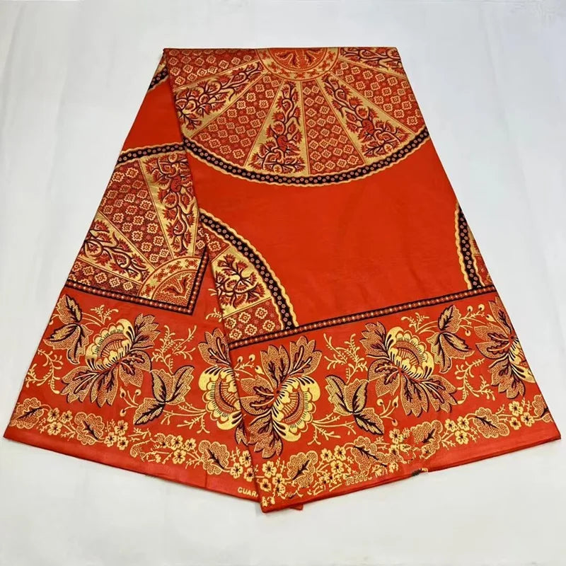 African Wax Print Fabric - High-Quality Cotton Ankara Gold Print Pagne for Wedding & Dress Sewing