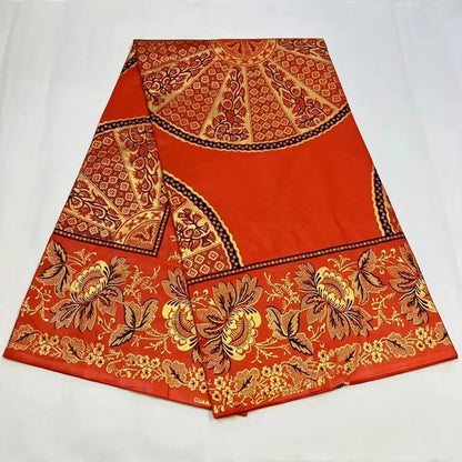 African Wax Print Fabric - High-Quality Cotton Ankara Gold Print Pagne for Wedding & Dress Sewing