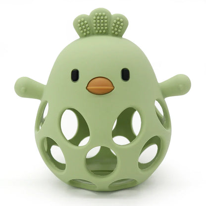 Baby Chick Silicone Teether - Cartoon Hollow Chewing Toy for Infant Teething Training & Care