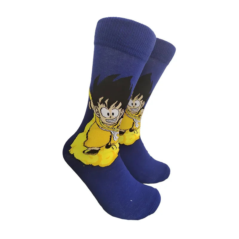 Men’s Dragon Ball Anime Mid Tube Socks - Bandai Cartoon Character Cotton Crew Socks