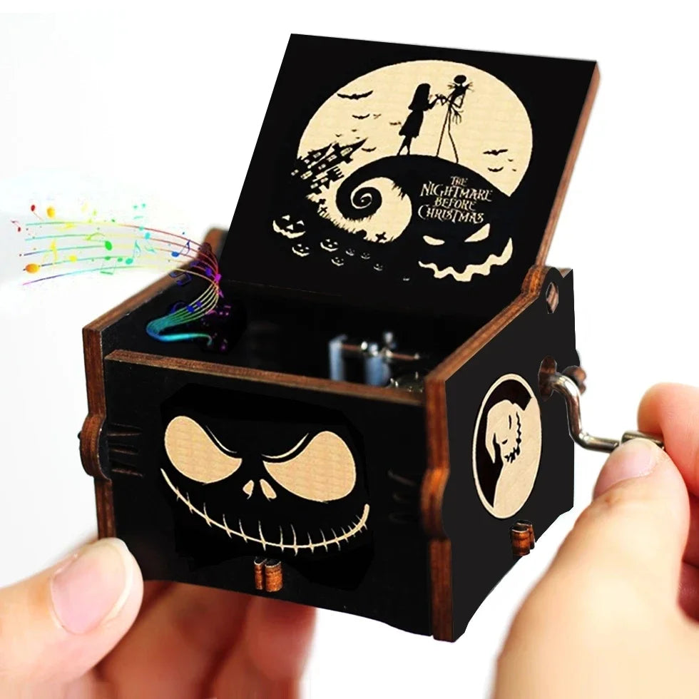 Antique Carved Wooden Hand Crank Music Box – Onepiece Figure, Perfect for Halloween & Christmas Birthday Gifts