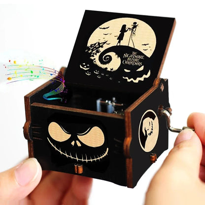 Antique Carved Wooden Hand Crank Music Box – Onepiece Figure, Perfect for Halloween & Christmas Birthday Gifts