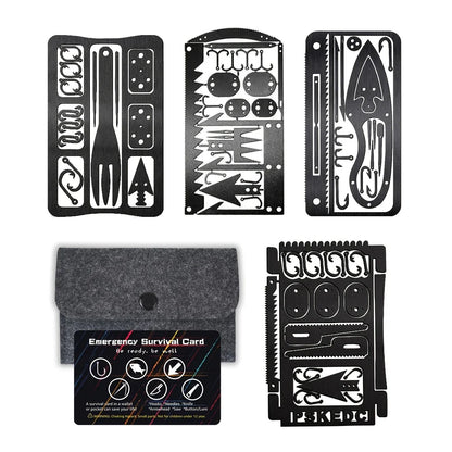1/4PCS PSKOOK Survival Fishing Hook Card - Stainless Steel Multifunction Tool Card for Camping, Fishing & Outdoor Adventures