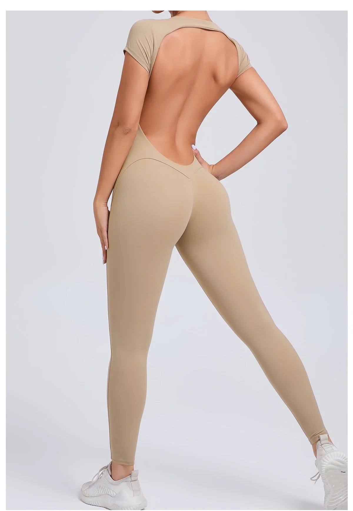Women’s One-Piece Padded Backless Yoga Romper – Quick-Dry Workout Bodysuit & Sports Jumpsuit