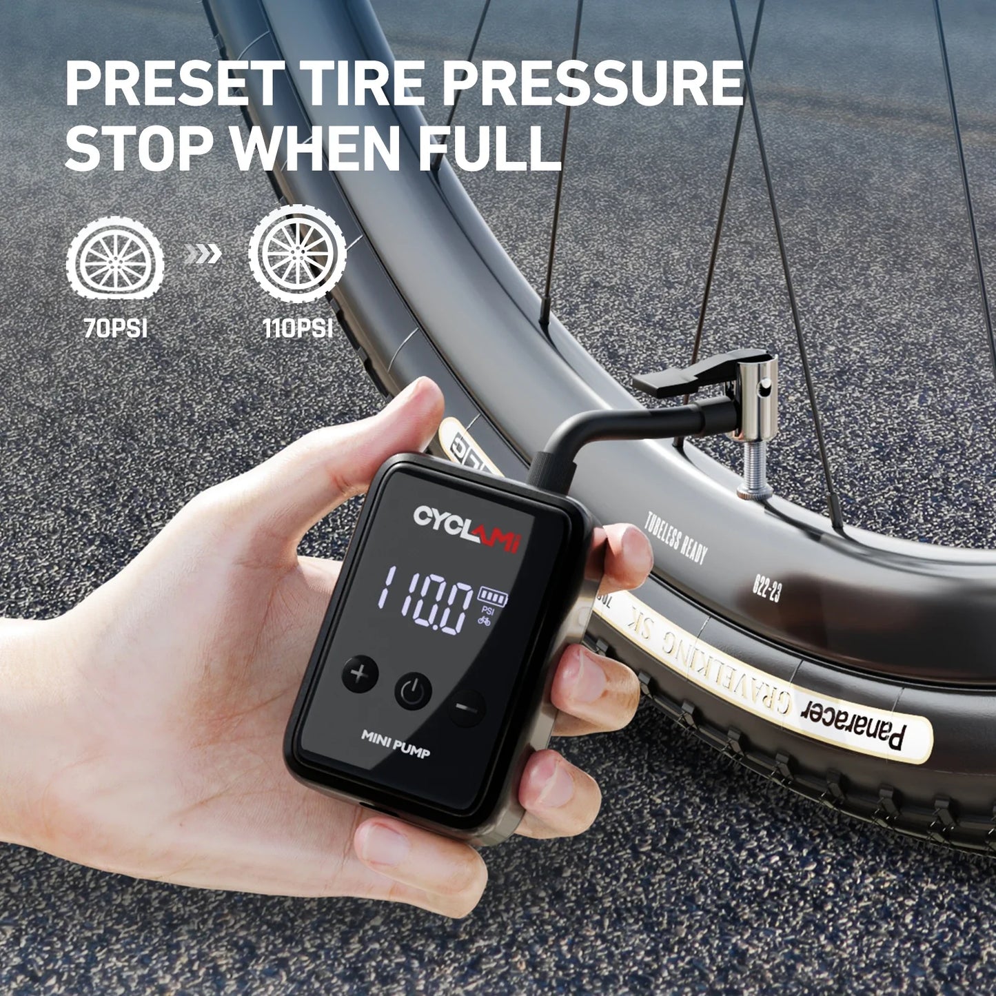 150 PSI Portable Bike Air Pump – MINI Electric Compressor, Fast Rechargeable, Tire Inflator with Digital Gauge Display