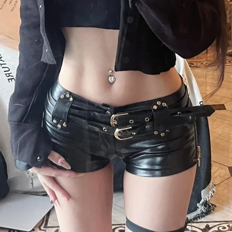 Women’s Sexy Leather Mini Shorts - Low Waist Side Zipper Slim Fit Hip Lift Fashion Trousers