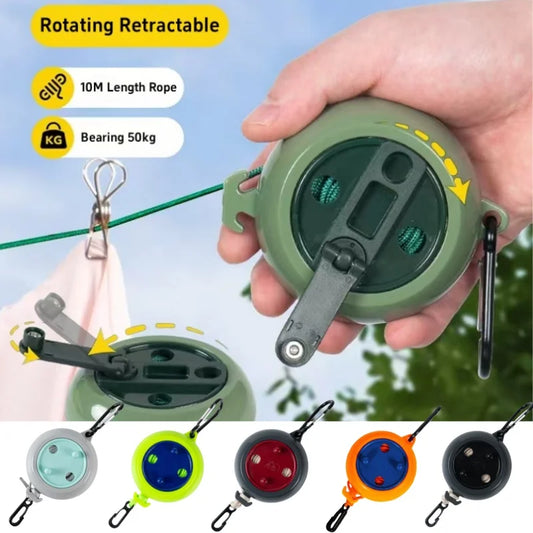 10M Retractable Clothesline — Portable Outdoor Travel & Windproof Laundry Drying Rack for Camping & Home